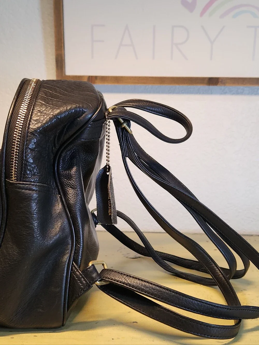 Vintage Great American Leatherworks Black Leather Backpack Purse